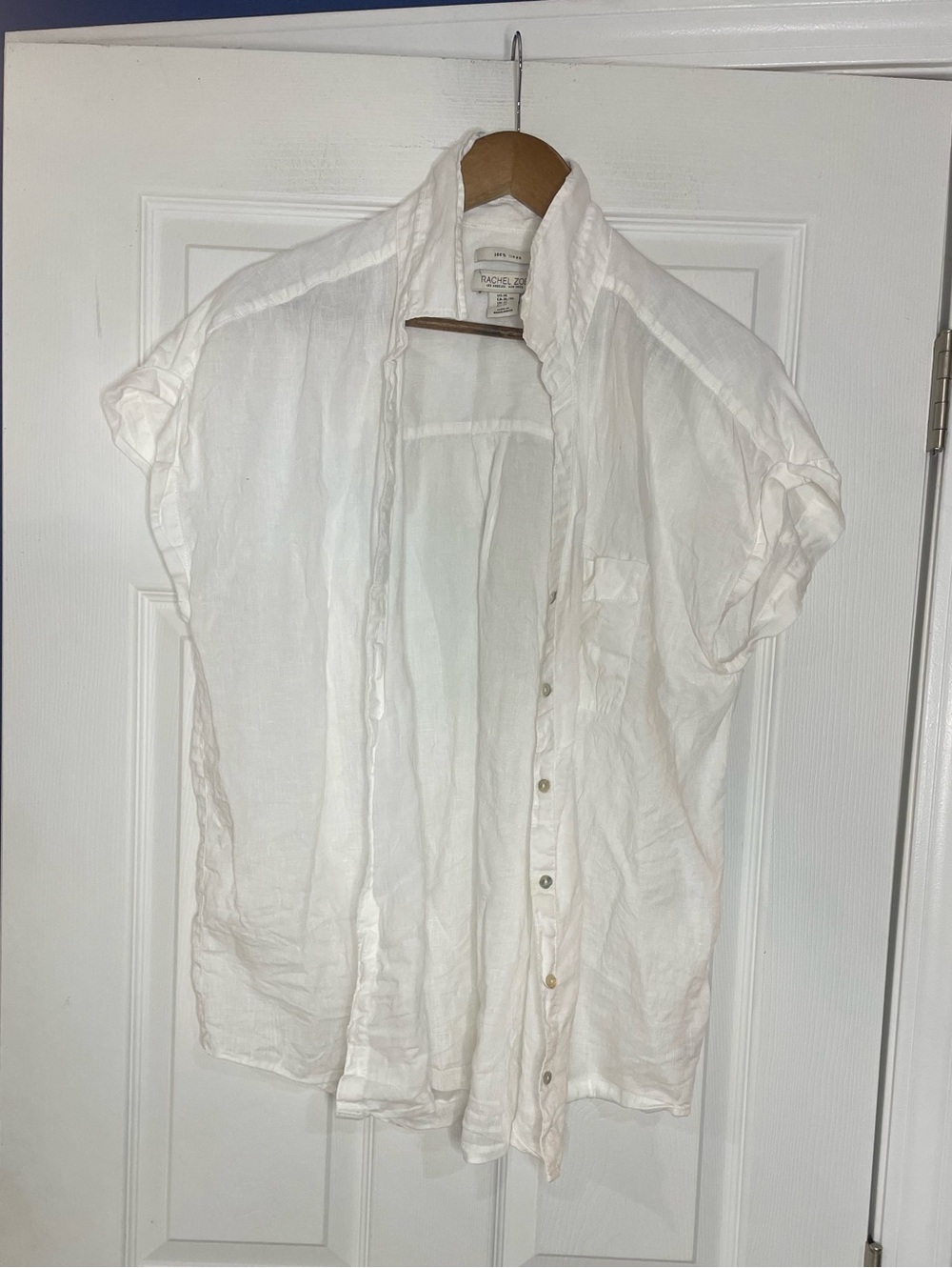Rachel Zoe white linen button from shirt - XL